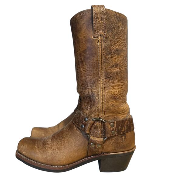 Frye Vintage Brown Leather Square Toe Harness Boots 7.5 - Picture 13 of 13